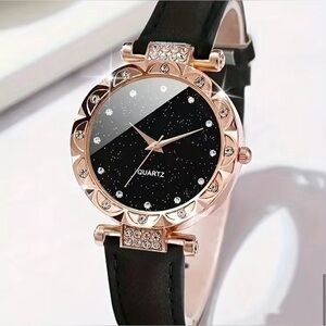 Elegant Starry Gold And Black Watch